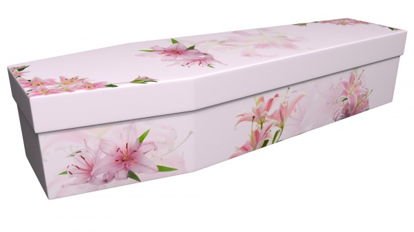 Cardboard Coffin with Lilly Picture
